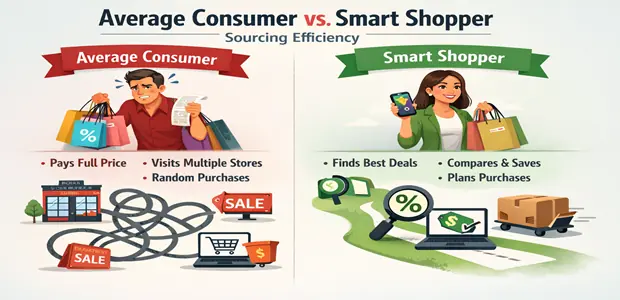Average Consumer vs Smart Shopper Sourcing Efficiency